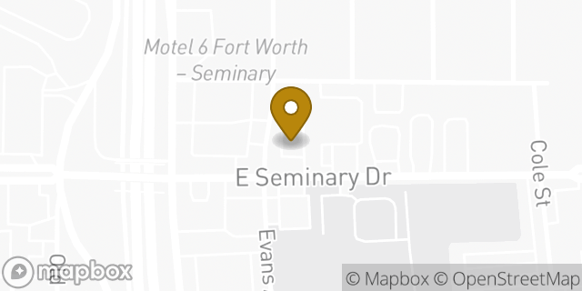 Map showing the location of Seminary & Evans in FORT WORTH, TX 76115