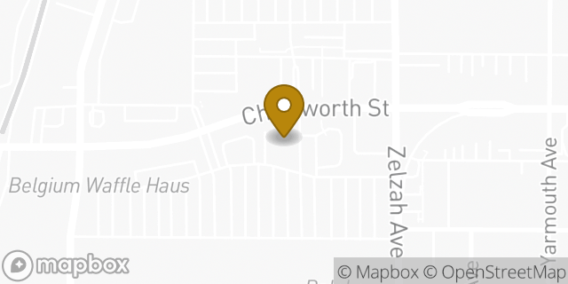 Map showing the location of Buffalo Wild Wings in Granada Hills, CA 91344