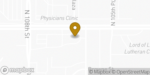 Map showing the location of Dunkin' in Omaha, NE 68134