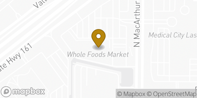 Map showing the location of Whole Foods Market in Irving, TX 75039