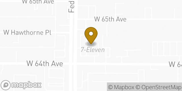 Map showing the location of 7-Eleven in Denver, CO 80221