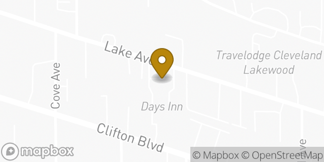 Map showing the location of Days Inn in Lakewood, OH 44107