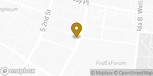 Map showing the location of Starbucks Coffee Company in Memphis, TN 38103