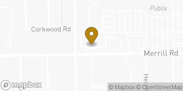 Map showing the location of Dunkin' in Jacksonville, FL 32277