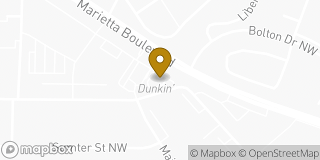 Map showing the location of Baskin-Robbins in Atlanta, GA 30318