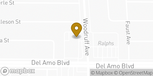 Map showing the location of AutoZone in Lakewood, CA 90713
