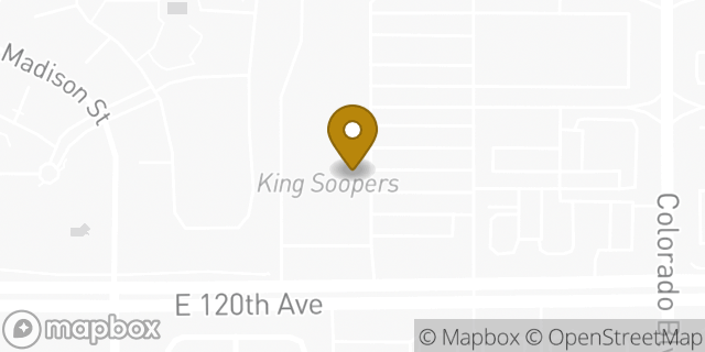 Map showing the location of Starbucks in Thornton, CO 80233