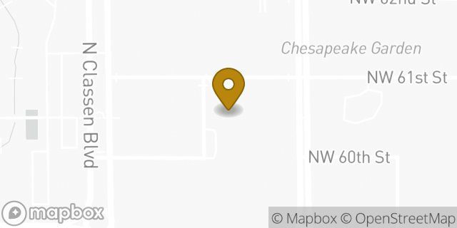 Map showing the location of Chesapeake Child Development Center in Oklahoma City, OK 73118