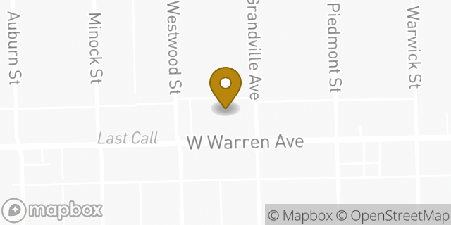 Map showing the location of AutoZone in Detroit, MI 48228