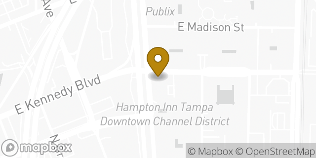 Map showing the location of Starbucks in Tampa, FL 33602