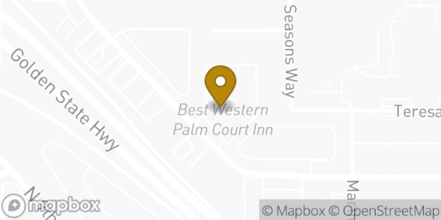 Map showing the location of Best Western Palm Court Inn in Modesto, CA 95350