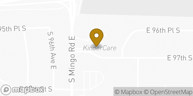 Map showing the location of South Mingo KinderCare in Tulsa, OK 74133