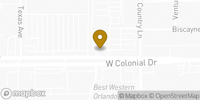 Map showing the location of Ford Motor Company in Orlando, FL 32804