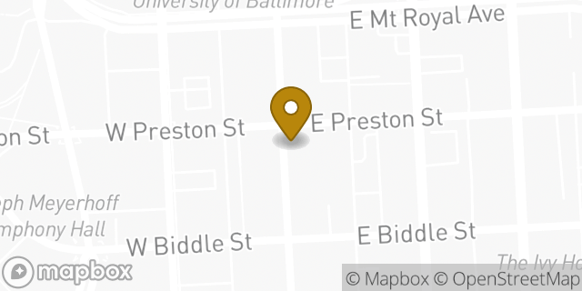 Map showing the location of Chipotle Mexican Grill in Baltimore, MD 21201