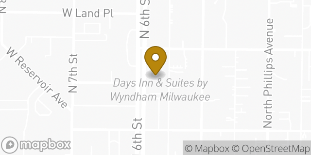 Map showing the location of Days Inn & Suites in Milwaukee, WI 53212