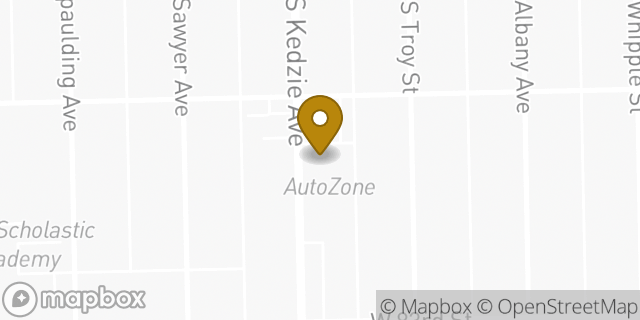 Map showing the location of AutoZone in Chicago, IL 60652