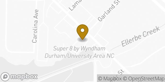 Map showing the location of Super 8 in Durham, NC 27705