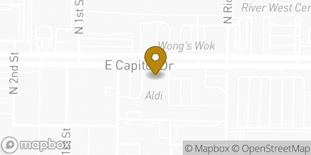 Map showing the location of Aldi in Milwaukee, WI 53212