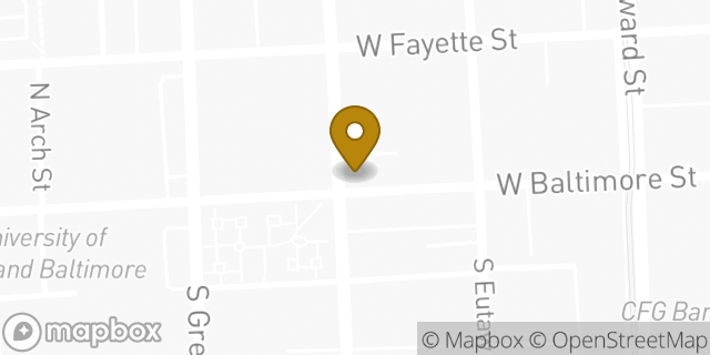Map showing the location of Starbucks in Baltimore, MD 21201