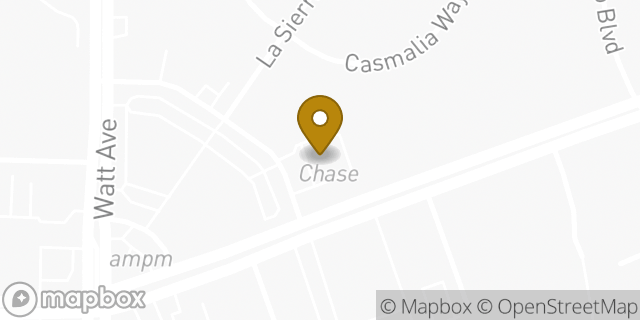 Map showing the location of Chase Bank in Sacramento, CA 95864