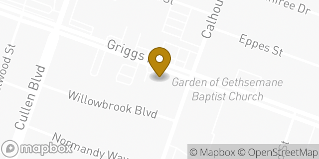Map showing the location of The Temple Of Peace Church in Houston, TX 77021