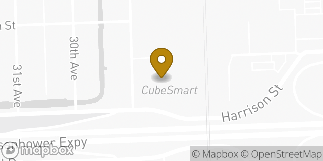 Map showing the location of CubeSmart Self Storage in Bellwood, IL 60104