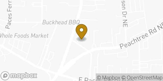 Map showing the location of Bank Of America in Atlanta, GA 30305