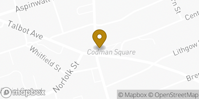 Map showing the location of Bank of America in Dorchester Center, MA 02124
