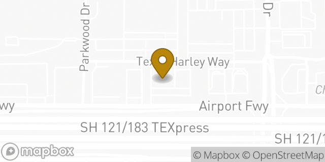 Map showing the location of Buffalo Wild Wings in Bedford, TX 76021
