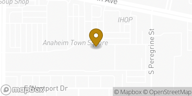 Map showing the location of Starbucks in Anaheim, CA 92806