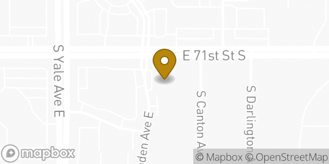 Map showing the location of 71st Street KinderCare in Tulsa, OK 74136