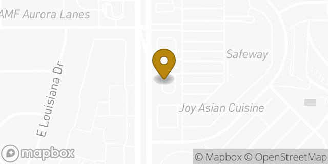 Map showing the location of Starbucks in Aurora, CO 80017