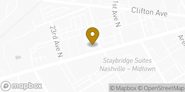 Map showing the location of Starbucks in Nashville, TN 37203