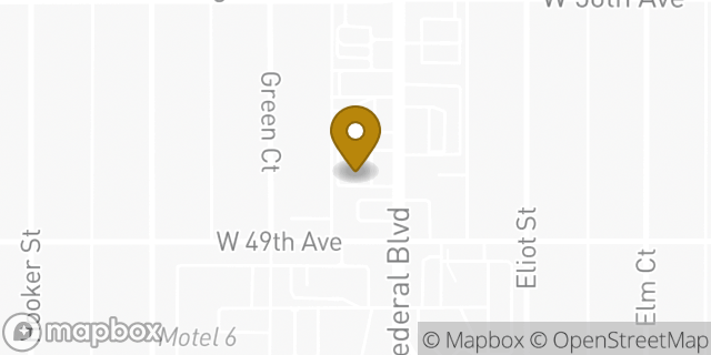 Map showing the location of Dunkin' in Denver, CO 80221