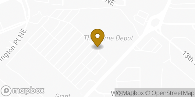 Map showing the location of Home Depot in Washington, DC 20018