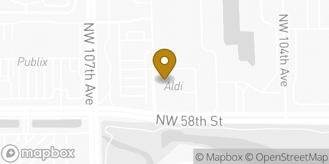 Map showing the location of Aldi in Doral, FL 33178