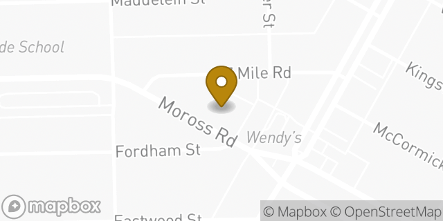 Map showing the location of AutoZone in Detroit, MI 48205