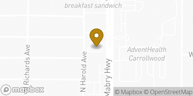 Map showing the location of Dunkin' in Tampa, FL 33614