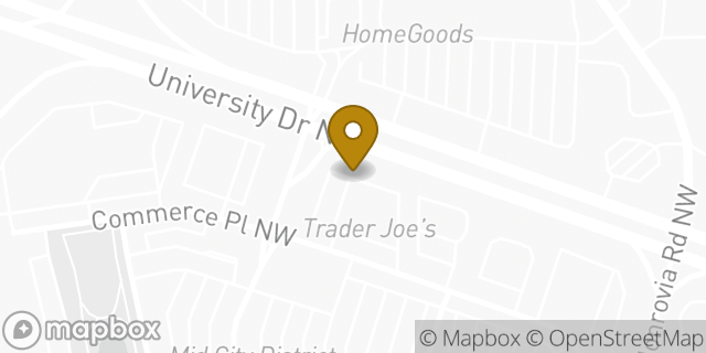 Map showing the location of Trader Joe's in Huntsville, AL 35806