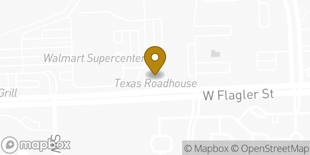 Map showing the location of Texas Roadhouse in Miami, FL 33174