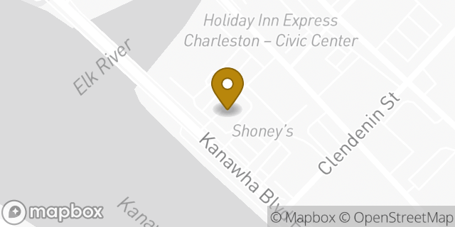 Map showing the location of Starbucks in Charleston, WV 25301
