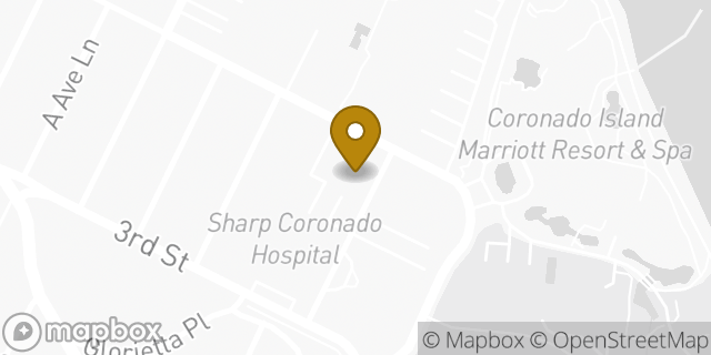 Map showing the location of Sharp Coronado Community Pharmacy in Coronado, CA 92118