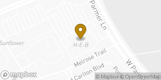 Map showing the location of Parmer and McNeil H-E-B in Austin, TX 78727