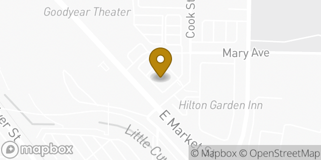 Map showing the location of Starbucks Coffee Company in Akron, OH 44305