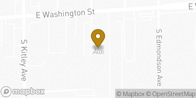 Map showing the location of Aldi in Indianapolis, IN 46219
