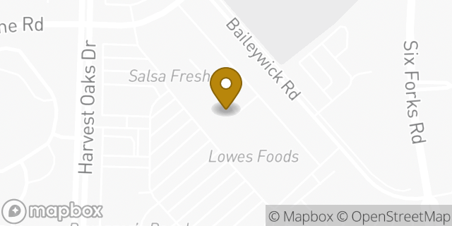 Map showing the location of Walgreens in Raleigh, NC 27615