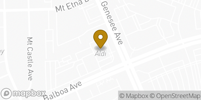 Map showing the location of Aldi in San Diego, CA 92117