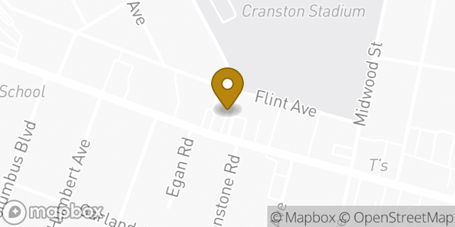 Map showing the location of Dunkin' in Cranston, RI 02910