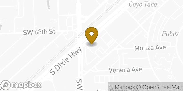 Map showing the location of Papa John's Pizza in Coral Gables, FL 33146
