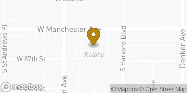Map showing the location of Starbucks in Los Angeles, CA 90047